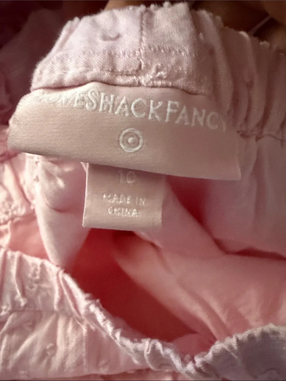LoveShackFancy Pink Embroidered Lace-Trim Kids Shorts